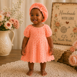 Peach Blossom Baby Dress Set