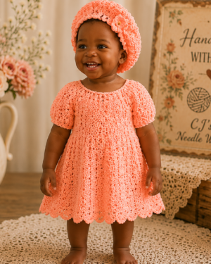 Peach Blossom Baby Dress Set