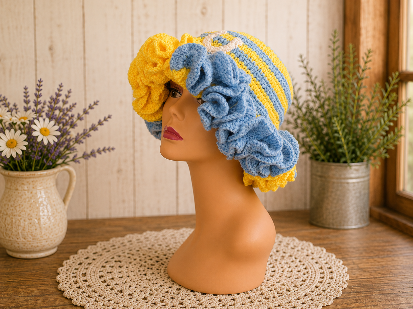 Custom Crochet Ruffle Spirit Hat - Image 2