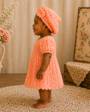 Alternative view of Peach Blossom Baby Dress Set