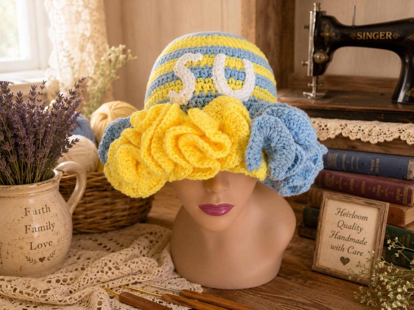 Custom Crochet Ruffle Spirit Hat - Image 9